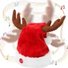 Sjungande och dansande elektrisk julhatt med renhorn för vuxna och barn, festlig julklapp> Huvudbonader