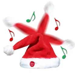 Sjungande och dansande julhatt elektrisk tomtehatt leksak med julmusik> Huvudbonader