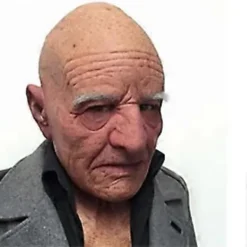 Skallig gammal mansmask Halloween Skallig Vit Ögonbryn Gammal Mansmask Simulerad Gammal Farfar Latex Huvudskydd><noscript><img width=