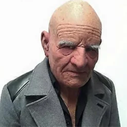 Skallig gammal mansmask Halloween Skallig Vit Ögonbryn Gammal Mansmask Simulerad Gammal Farfar Latex Huvudskydd><noscript><img width=