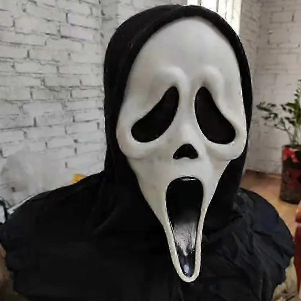Skrikmasker, Mysiga, Skräck, Roliga Ansiktsmasker, Naturliga Latexmasker, Vita Skrikande Spöken> Masker