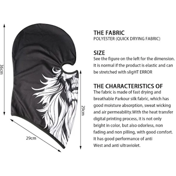 Skull Men Balaclava Ski Mask Cycling Caps Snowboard Face Cover Motorcycle Bicycle Helmet Hood Bandana Scarf Breathable Windproof> Masker