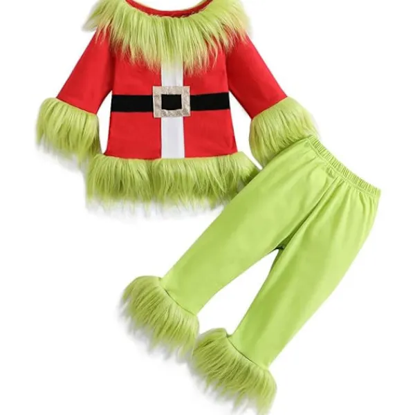 TrueNorth Småbarn Baby Pojkar Flickor Juldräkt Tomte Långärmad Jacka Fleece Kappa Byxor Hatt Helg Cosplay Kläder 10-13 years old> Dräkter