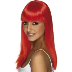 Smiffys Dam/Dam Glamourama Peruk One Size Neonröd Neonröd One Size One Size> Peruker