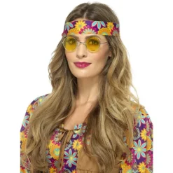 Smiffys Unisex Vuxen Hippie Kostym Solglasögon One Size Gul One Size> Tillbehör