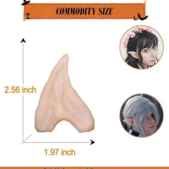 Sömlösa Fantasy Öronproppar för Rollspelsdräkter och Temafester, 2-par, Hudfärg Vit Lysande i Mörker> Smink