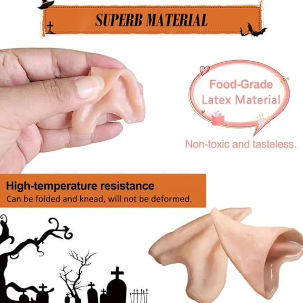 Sömlösa Fantasy Öronproppar för Rollspelsdräkter och Temafester, 2-par, Hudfärg Vit Lysande i Mörker> Smink