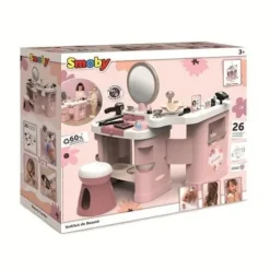 SMOBY - My Beauty Center - 3-i-1 skönhetssalong - Frisörsalong, nagelsalong, låtsasmink - 26 tillbehör - Från 3 år><noscript><img width=