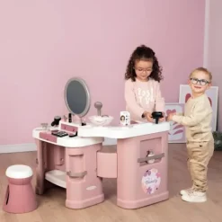 SMOBY - My Beauty Center - 3-i-1 skönhetssalong - Frisörsalong, nagelsalong, låtsasmink - 26 tillbehör - Från 3 år><noscript><img width=