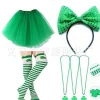 Smyckeset för St. Patrick's Day - Irländskt grönt klöverdiadem, strumpor och kjol> Dräkter