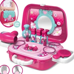 Xuigort Smyckeskrin och kosmetikalådor för barn Flickor Frisörsalong Leksak Present till prinsessa, Rosa> Smink