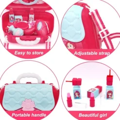 Xuigort Smyckeskrin och kosmetikalådor för barn Flickor Frisörsalong Leksak Present till prinsessa, Rosa><noscript><img width=