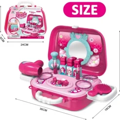 Xuigort Smyckeskrin och kosmetikalådor för barn Flickor Frisörsalong Leksak Present till prinsessa, Rosa><noscript><img width=