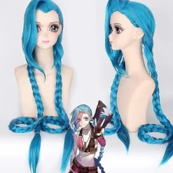 Snabb Leverans Lol Jinx Cosplay Kostym Uniform Kläder League Of Legend - Perfekt Endast Peruk -XM3- One Size> Peruker