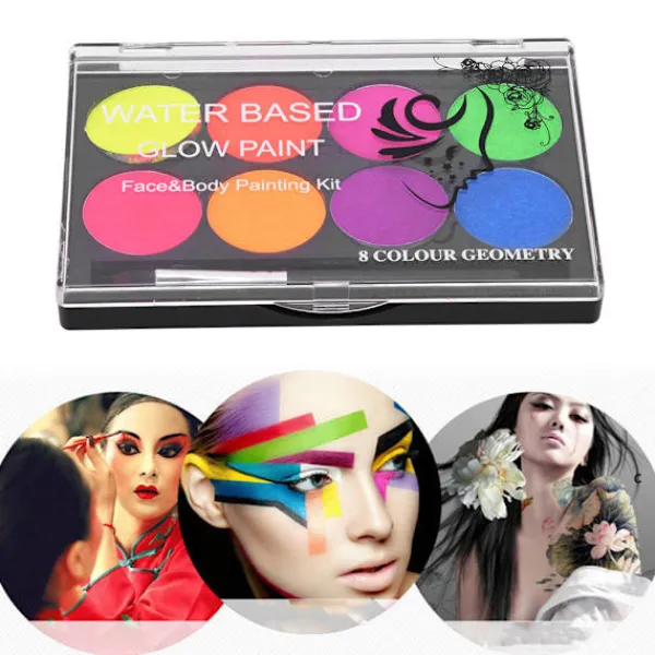 Snabbtorkande vattenlöslig kroppsfärg 8 färger Jul Makeup Verktyg Konsttillbehör> Smink