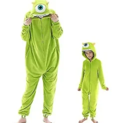 Snug Fit Unisex Vuxen Onesie Pyjamas Djur En Delig Halloween Kostym Nattkläder-r (7-8 år Mike wazowski)> Dräkter