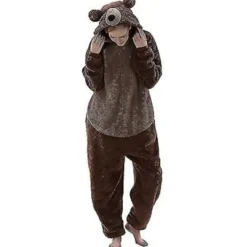 Snug Fit Unisex Vuxen Onesie Pyjamas Djur En Delig Halloween Kostym Nattkläder -r (Stor Brun)> Dräkter