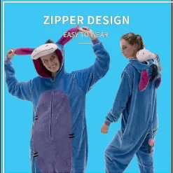 Snug Fit Unisex Vuxen Onesie Pyjamas, Flanell Cosplay Animal One Piece Halloween kostym Sovkläder Hemkläder Q Mike 105cm L><noscript><img width=