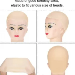 Sommarrea Latex Skalliga Huvuden för Vuxna Smink Skalligt Huvud Peruk Hatt Kostymtillbehör 4st> Smink