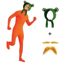 Spandex Helkroppsdräkt med Ansiktsöppning för Halloween, Häxa och Halloweenfest, Levereras med hatt och falsk mustasch Present Orange S-（150cm）-FA- S(150cm) | Fyndiq> Dräkter