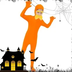 Spandex Morphsuit med ansiktsöppning & falsk mustasch för Halloween[JUN] 150><noscript><img width=