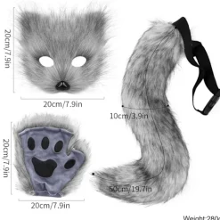 (Specialerbjudande) Konstgjord Päls Rävsvans Katt Varulv Cosplay Kostym Set Plysch Mask Fluffiga Tassar Handskar Halloween Jul Gräsgul Grass yellow Grass yellow | Fyndiq> Tillbehör