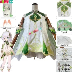 Spel Genshin Impact Nahida Cosplay Kostym Peruk Lesser Lord Kusanali Cosplay Kostym Komplett Set Halloween Rollspelsdräkter Uniform S&Genshin impact | Fyndiq> Peruker
