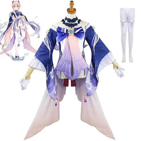 Spel Genshin Impact Sangonomiya Kokomi Cosplay Rollspelsperuk Hår Halloweenfest Rekvisita Genshin Cosplay Peruk> Peruker