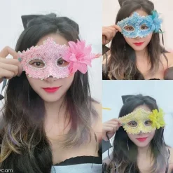 Spets ögonmasker Maskeradmasker SVART><noscript><img width=