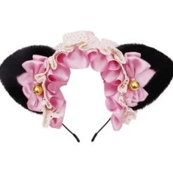 Spetsband med kattöron, Halloween Cosplay kattöron, spetsband med klockor, söt plysch fest djur pannband för barn, flickor, fest> Huvudbonader