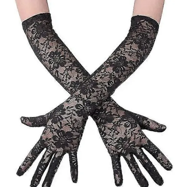 Spetshandskar Långa Handskar Punkhandskar För Halloweenfest Kostymtillbehör Kvällsfest Svart 1 Par> Tillbehör