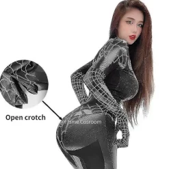 Spiderman Cosplay Kvinna Sexig Zentai Kostym Spandex Body Superhjälte Zentai Kostym Halloween Carniva> Dräkter