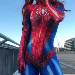 Spiderman Cosplay-dräkt för kvinnor Halloween påsk Ed röd><noscript><img width=