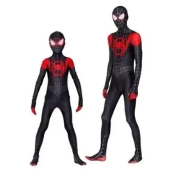 Spiderman Kostym Miles Morales Cosplay Vuxna Halloween 170> Dräkter