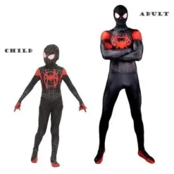 Spiderman Kostym Miles Morales Cosplay Vuxna Halloween 170> Dräkter