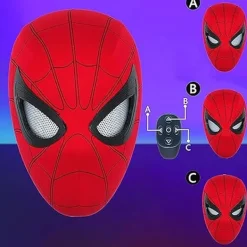 Spindelmannen Mask Cosplay Rörliga Ögon Elektronisk Mask Spider Man 1:1 Fjärrkontroll Elastiska Leksaker För Vuxna Barn Present> Masker
