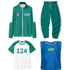 WAIDFU Squid Game 3 Spelare Cosplay Kostym Träningsoverall Komplett Klädset 160CM> Dräkter