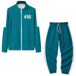 Squid Game Jacka & Byxor Set Rollspel Sport Cardigan 456 Tryckt Blixtlåsficka Sweatshirt Vuxen Perfekt XL> Dräkter