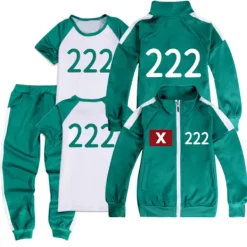 Squid Game Träningsdräkt Set med Nummer - Grön Jumpsuit[JUN] 170><noscript><img width=