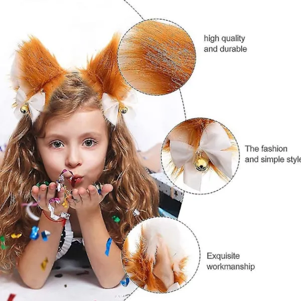 1st Cat Ears Pannband Cosplay Girls Dam Söt Party Pannband Khaki> Huvudbonader