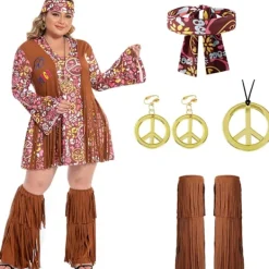 Söt DIY Plus Size Hippie Kostym Damkläder xs> Dräkter