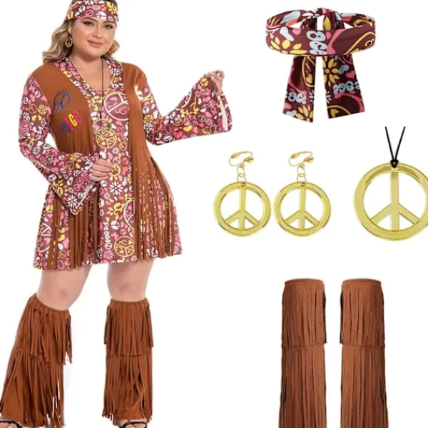 Söt DIY Plus Size Hippie Kostym Damkläder xs> Dräkter