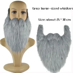 2ST Fake Beard Långt Fluff Skägg GRÅT> Tillbehör