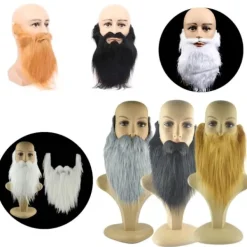 2ST Fake Beard Långt Fluff Skägg GRÅT><noscript><img width=