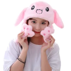 WINE 1st Glödande e Bunny Ears Hat Ear Moving Bunny Hat Toy><noscript><img width=