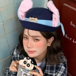 ATELA Söt Judy Hatt Kanin Bowler Zootopia Polis Officer Barn Vuxen Cosplay Hårband Huvudbonad><noscript><img width=