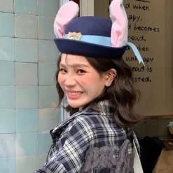 ATELA Söt Judy Hatt Kanin Bowler Zootopia Polis Officer Barn Vuxen Cosplay Hårband Huvudbonad><noscript><img width=