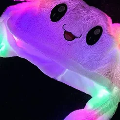 Söt kaninhatt med öron som rör sig och hoppar, roliga djurplyschkaninhattar ROSA【pl】><noscript><img width=