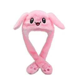 Söt Kaninmössa Rörliga Öron Mjuk Rolig Leksak Mössa rosa - Perfet> Huvudbonader