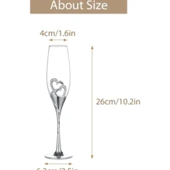 EURL st Kristall Champagneglas Guld Metallställ Vinglas Fest, Alla hjärtans dag-present 200ml> Smink